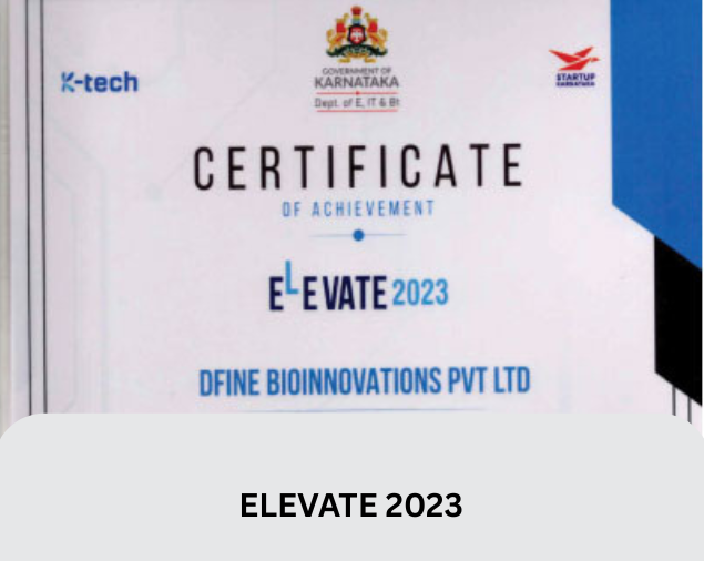 Dfine Bioinnovations ELEVATE 2023 Certificate of Achievement