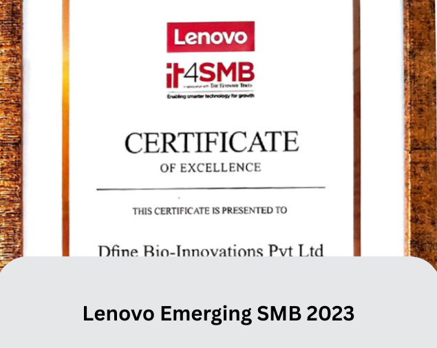 Dfine Bio-Innovations Lenovo Emerging SMB 2023 certificate